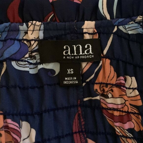 a.n.a Multi Color Floral Print Tie Front Blouse - Picture 4 of 5